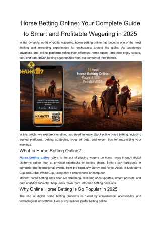 Horse Betting Online_ Your Complete Guide to Smart and Profitable Wagering in 2025