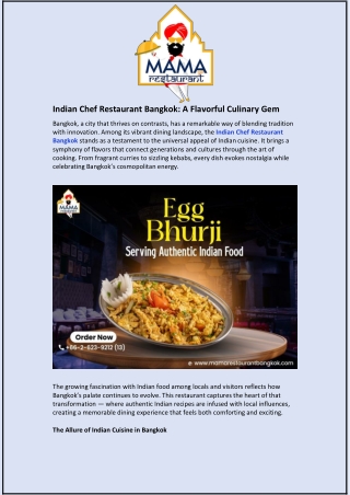 Indian Chef Restaurant Bangkok and A Flavorful Culinary Gem