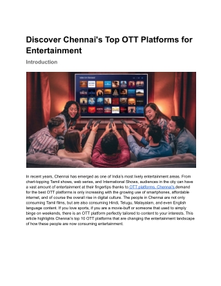 Discover Chennai's Top OTT Platforms for Entertainment