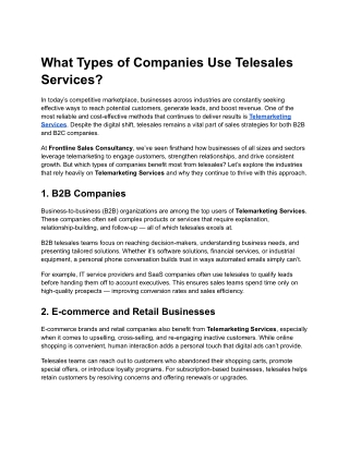 What Types Of Companies Use Telesales Services_