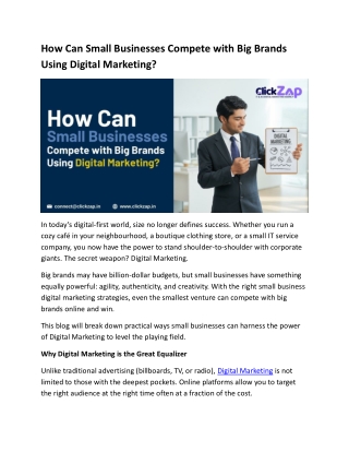How Can Small Businesses Compete with Big Brands Using Digital Marketing?