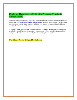 Celebrate Halloween in Style with Premium Tequila & Mezcal Spirits