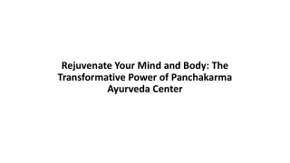 Rejuvenate Your Mind and Body