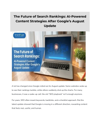 The Future of Search Rankings_ AI-Powered Content Strategies After Google’s August Update