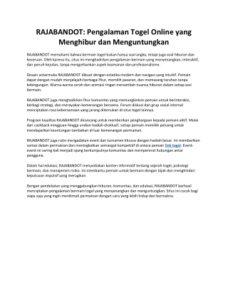 RAJABANDOT » Login Bandar Togel Online Resmi 2#25 : Daftar Situs Toto Togel 4D T