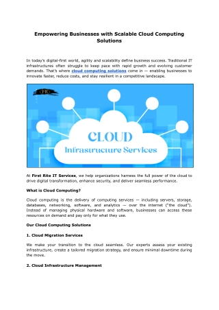 Cloud Computing Solutions | First Rite IT Services