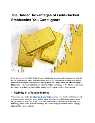 The Hidden Advantages of Gold-Backed Stablecoins You Can’t Ignore