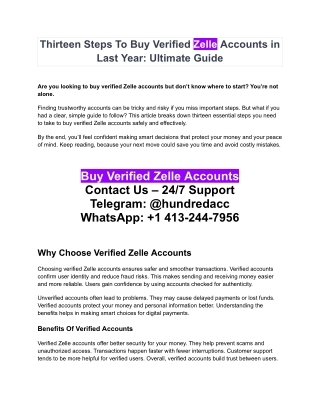 trece Steps To Buy Verified Zelle Accounts in Last Year: Ultimate Guide