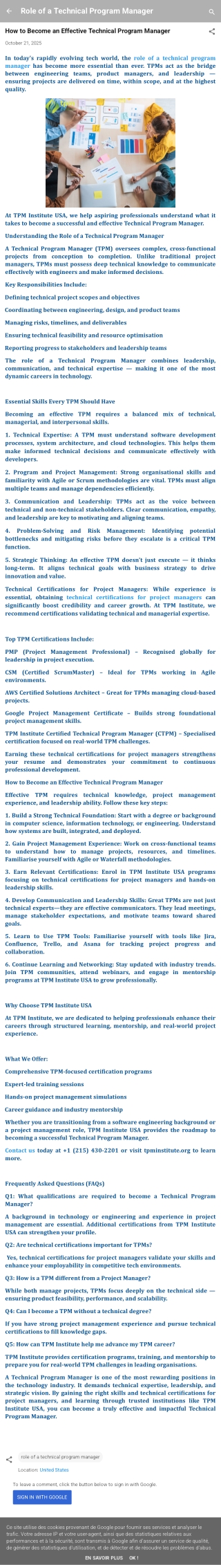 Role of a technical program manager