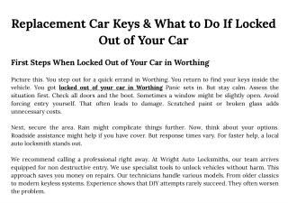 Replacement Car Keys & What to Do If Locked Out of Your Car