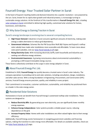 Fourcell Energy: Your Trusted Solar Partner in Surat