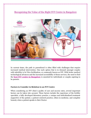Recognizing the Value of the Right IVF Centre in Bangalore
