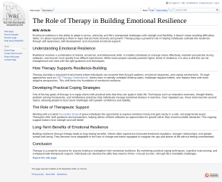 The Role of Therapy in Building Emotional Resilience