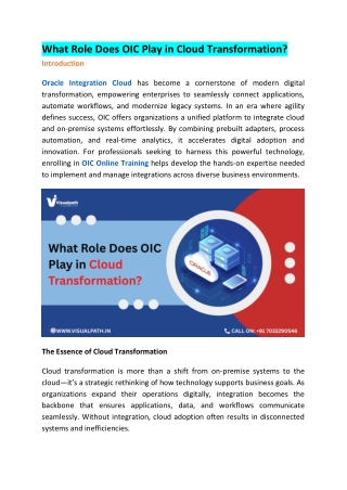 Oracle Integration Cloud Course - OIC Training Online