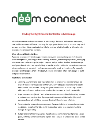 Finding the Right General Contractor in Mississauga