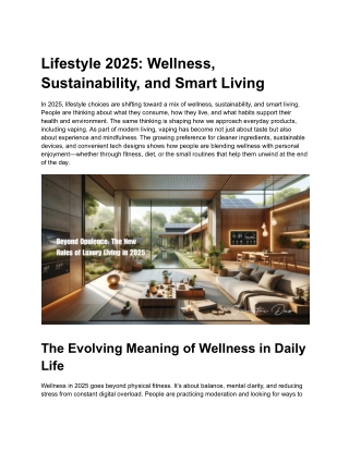 Lifestyle 2025_ Wellness, Sustainability, and Smart Living