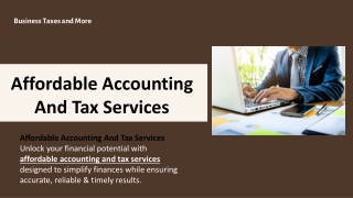 Affordable Accounting And Tax Services