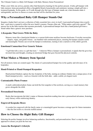 The Ultimate Guide to a Baby Gift Hamper with Baby Memory Items Personalized