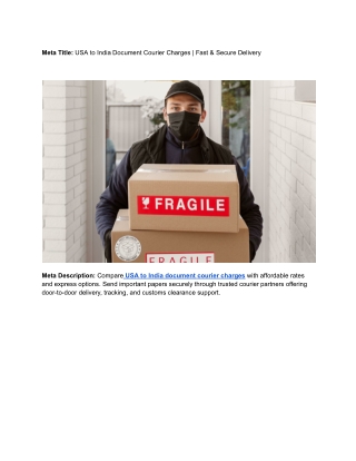 _USA to India Document Courier Charges _ Fast & Secure Delivery