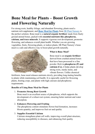 Bone Meal – Natural Fertilizer for Strong Plants