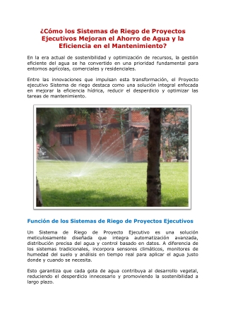 ¿Cómo los Sistemas de Riego de Proyectos Ejecutivos Mejoran el Ahorro de Agua y la Eficiencia en el Mantenimiento