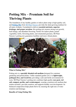 Organic Potting Mix for Thriving Plants