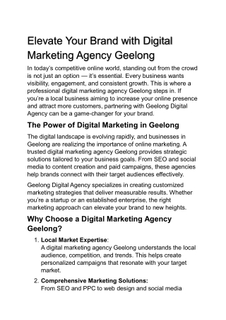 Elevate Your Brand with Digital Marketing Agency Geelong