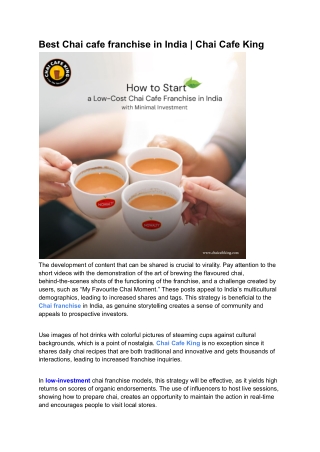 Best Chai cafe franchise in India _ Chai Cafe King