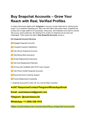 Verified Snapchat Accounts Online – Best 2025 Sites for Purchase