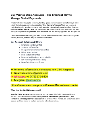 Buy Verified Wise Accounts – Trusted Secrets for 2025