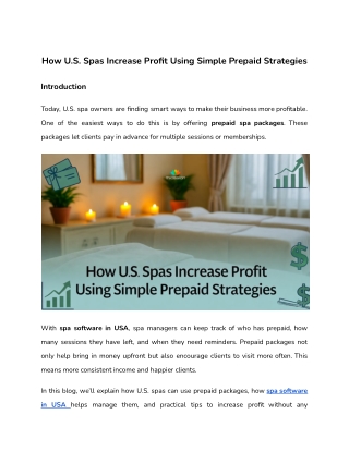 How U.S. Spas Increase Profit Using Simple Prepaid Strategies