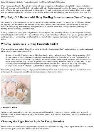 Baby Gift Baskets with Baby Feeding Essentials: The Ultimate Guide to Gifting Jo