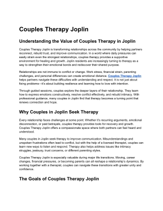 Couples Therapy Joplin