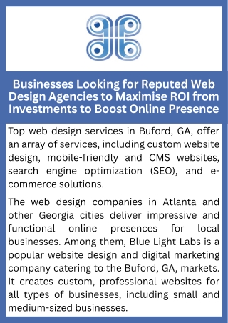 Businesses Looking for Reputed Web Design Agencies to Maximise ROI from Investments to Boost Online Presence