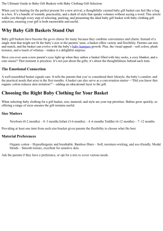 The Ultimate Guide to Baby Gift Baskets with Baby Clothing Gift Selection
