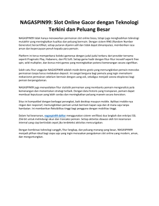 Situs Slot Gacor NAGASPIN99 Bandar Slot Online Gacor Resmi Pasti Maxwin!