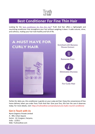 Best Conditioner For Fine Thin Hair