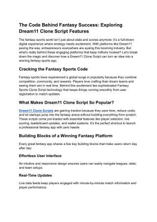 The Code Behind Fantasy Success_ Exploring Dream11 Clone Script Features