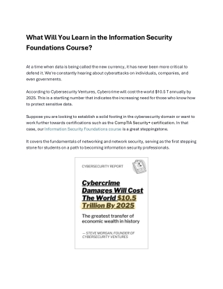What Will You Learn in the Information Security Foundations Course