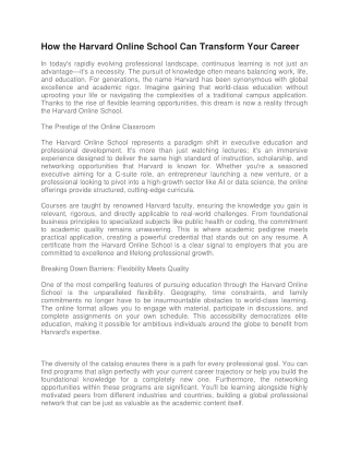 How the Harvard Online School Can Transform Your Career