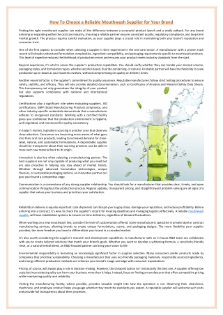 How To Choose a Reliable Mouthwash Supplier for Your Brand