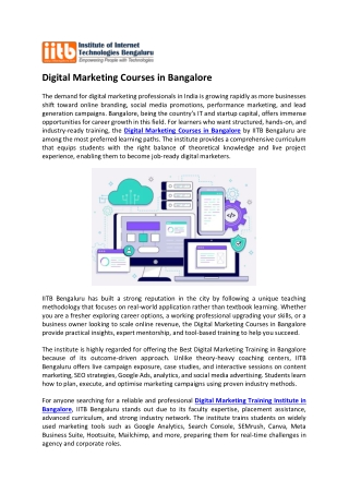 best Digital Marketing Courses in Bangalore