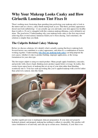 Why Your Makeup Looks Caaky and How Girlactik Luminous Tint Fixes It
