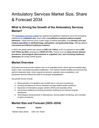 Ambulatory Services Market Size, Share & Forecast 2034