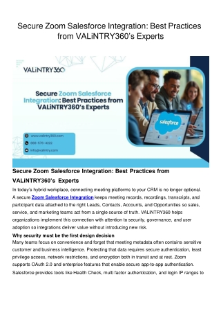 Zoom Salesforce Integration