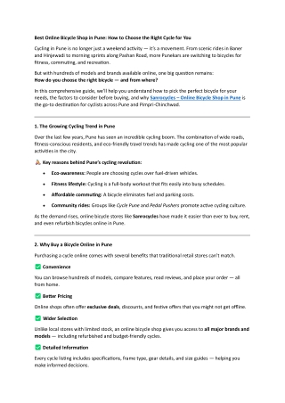 2. Best Online Bicycle Shop in Pune How to Choose the Right Cycle for You