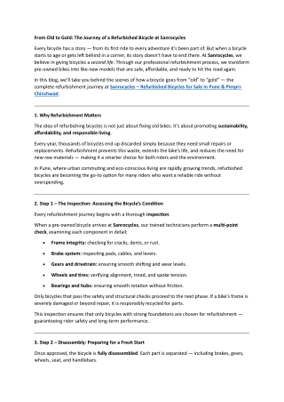 3. From Old to Gold The Journey of a Refurbished Bicycle at Sanrocycles