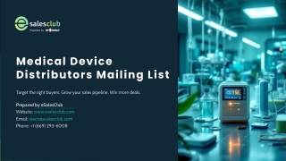 Medical Device Distributors Mailing List | 100% Verified Contacts
