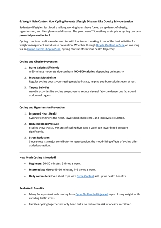 6. Weight Gain Control How Cycling Prevents Lifestyle Diseases Like Obesity & Hypertension