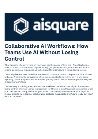 Collaborative AI Workflows How Teams Use AI Without Losing Control